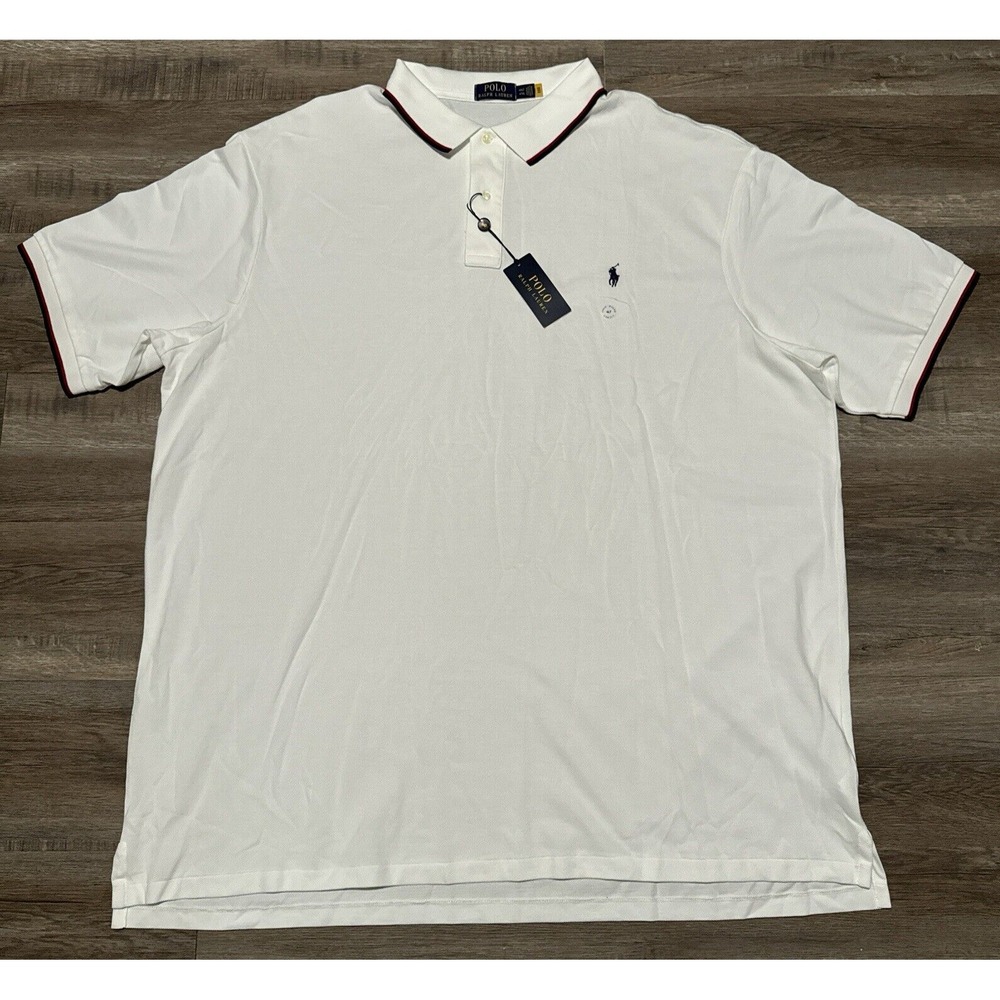 NEW Polo Ralph Lauren Men's Size 4XLT White Mesh Short Sleeve Polo Shirt TALL